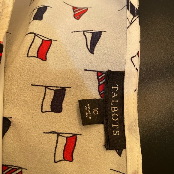 Talbots Ivory Blue & Red Sail nautical Flag Blouse - Picture 15 of 15